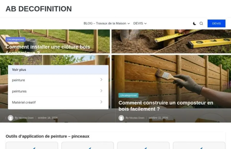 Capture de la page d'accueil de ab-decofinition.fr
