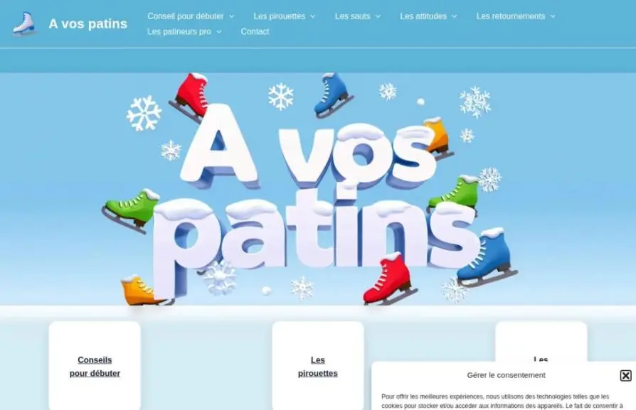 Capture de la page d'accueil de avospatins.fr
