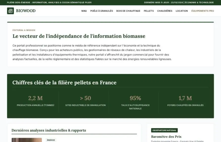 Capture de la page d'accueil de biowood.fr