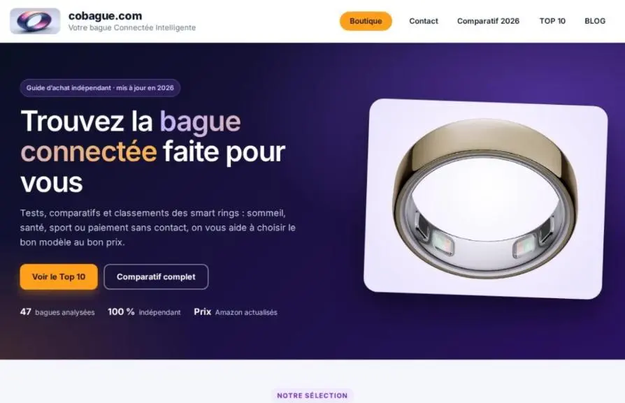 Capture de la page d'accueil de cobague.com