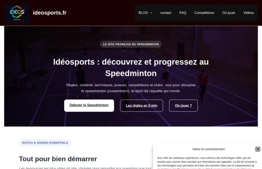 Capture de la page d'accueil de ideosports.fr
