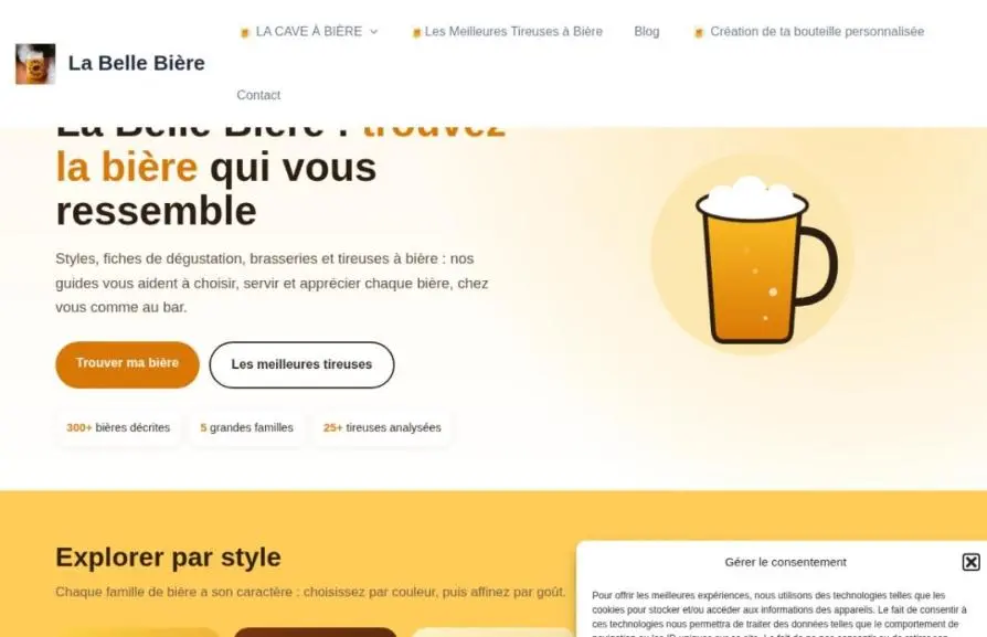 Capture de la page d'accueil de labellebiere.fr