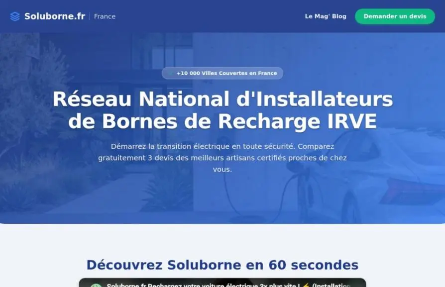 Capture de la page d'accueil de soluborne.fr